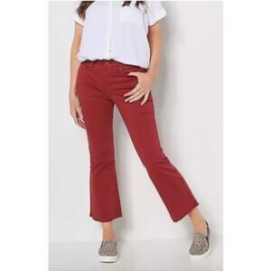 NYDJ Fiona Red Boysenberry Reactive Slim Flare Ankle Jean Womens Size 0 Raw Hem